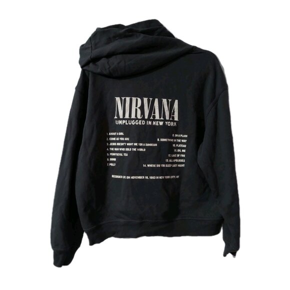 Nirvana H&M Mens Gray Nirvana Logo Hoodie Size Medium READ - Picture 2 of 15